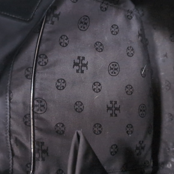 Tory Burch Ella Tote Black Nylon with Large Patent Leather Logo on Front - Picture 10 of 12